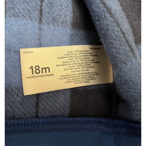 Carter's Fleece Blue Plaid Vest 18M - Picture 5 of 5